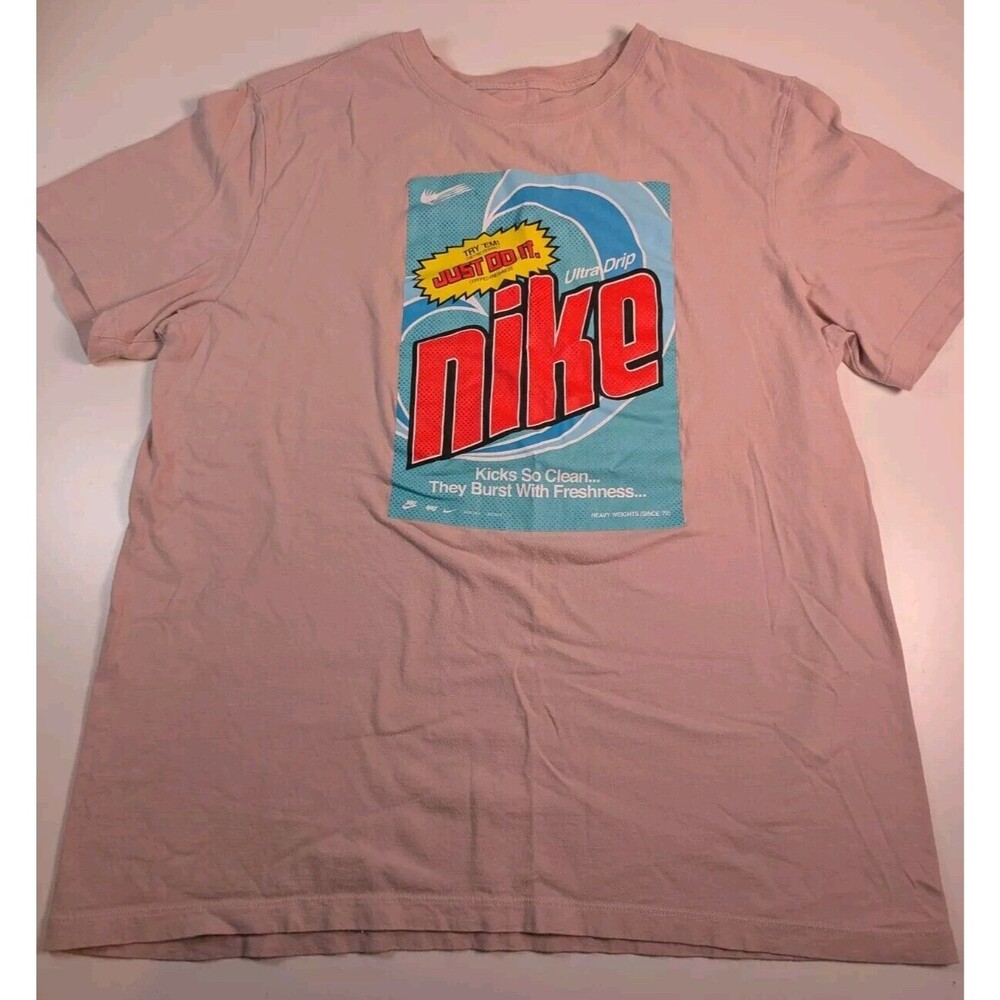 Nike Mens Large Pink Kicks So Clean Ultra Drip Graphic Loose Fit Crewneck